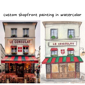 Custom Storefront Watercolor Portrait | Small Business Custom Painting | Commercial Building Painting | Restaurant Portrait