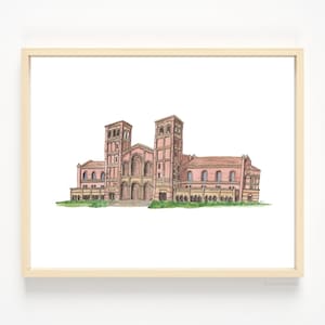 Royce Hall UCLA | Print of Original Watercolor | Graduation Gift | University of California Los Angles | Dorm Art