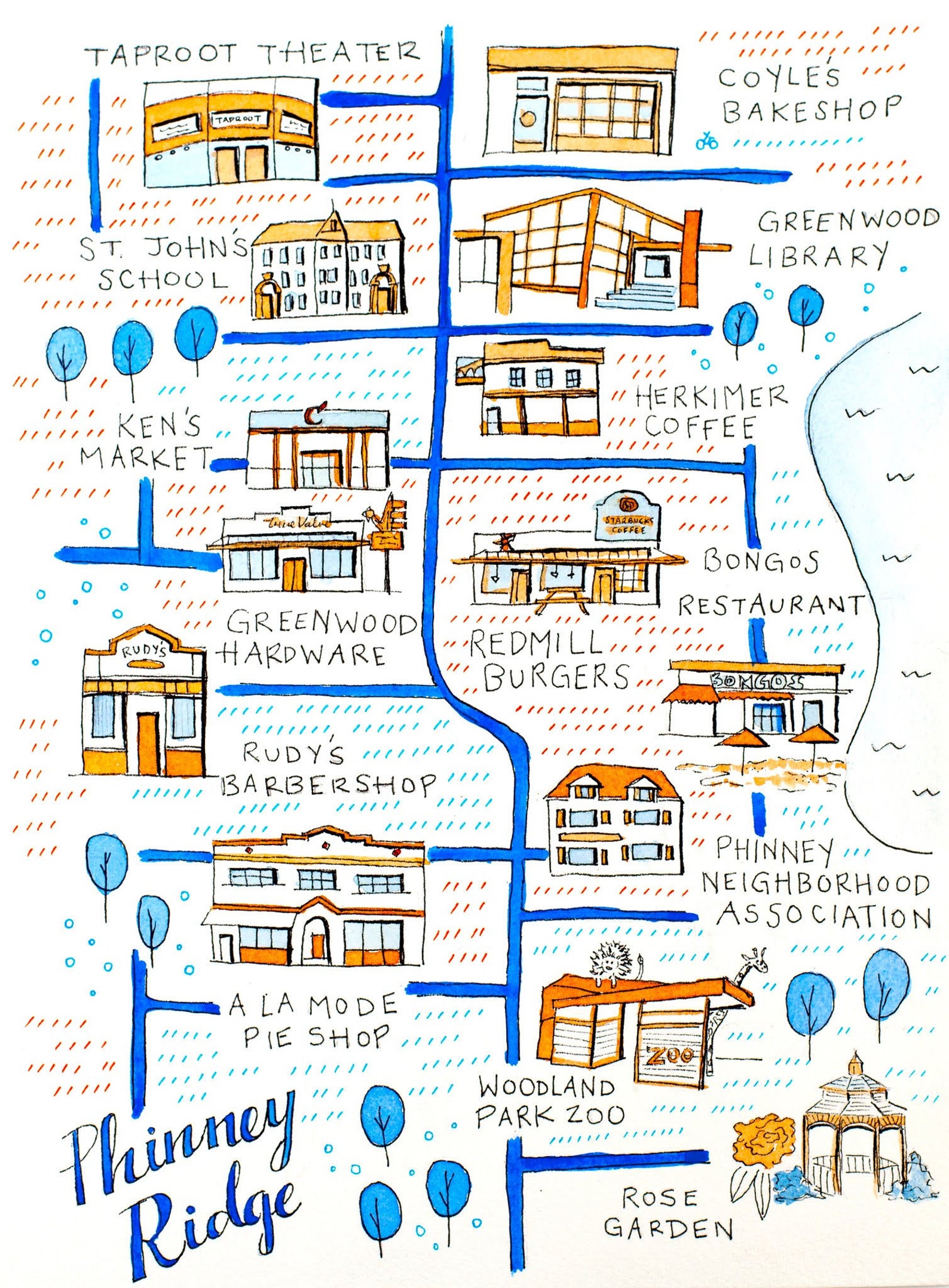 Phinney Ridge Seattle Neighborhood Map 9x12 Print of | Etsy