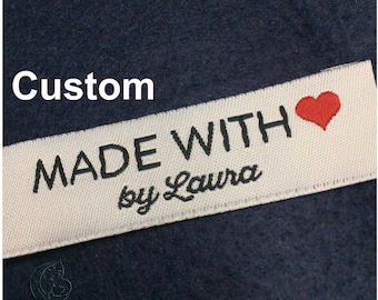100 Custom Woven Fabric Labels: Clothing Sew-On Labels