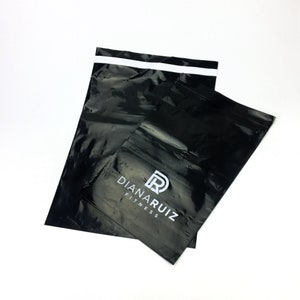 100pcs 8*12&quot; Custom balck poly mailer bags with white logo, custom shipping bags for clothing,