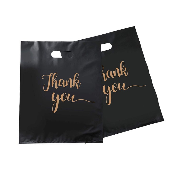Custom Black Plastic Shopping Bagcustom Boutique Bag High Etsy