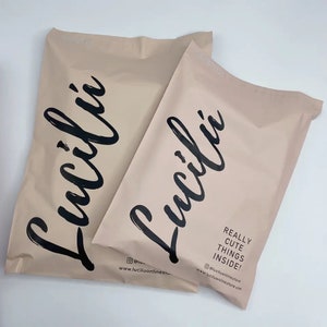 Bolsas de correo biodegradables de polietileno de color beige crema personalizadas, 50-500 unidades, bolsas de envío personalizadas con logotipo de un color, bolsas de envío mate personalizadas