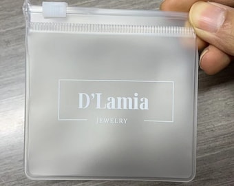 100 custom matte Frosted Jewelry zipper Bag，customized high-quality jewelry packaging, custom jewelry bag with you logo