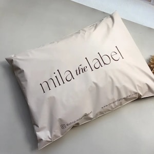 Bolsas de correo biodegradables de polietileno de color beige crema personalizadas, 50-500 unidades, bolsas de envío personalizadas con logotipo de un color, bolsas de envío mate personalizadas
