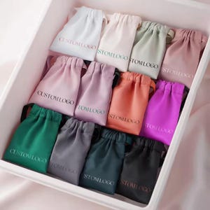 100pcs satin drawstring bags custom dust bags Jewelry package pouch personalized your logo printed wholesale product package gift wrap