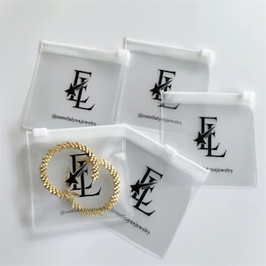 100 buste per gioielli personalizzate, buste trasparenti in PVC con cerniera, confezioni personalizzate per gioielli di alta qualità, buste per gioielli personalizzate con il tuo logo