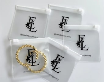 100 buste per gioielli personalizzate, buste trasparenti in PVC con cerniera, confezioni personalizzate per gioielli di alta qualità, buste per gioielli personalizzate con il tuo logo