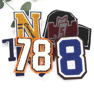 Parches de chenilla personalizados y letras del equipo universitario, chaqueta personalizada con nombre de chenilla para ropa con logotipo, parche de chenilla cosido