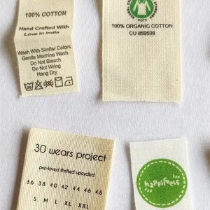 500 etichette personalizzate in cotone naturale, etichette per cucire, etichette stampate in cotone, etichette personalizzate, etichette personalizzate, etichette all'uncinetto, etichette per cucire, etichette piegate