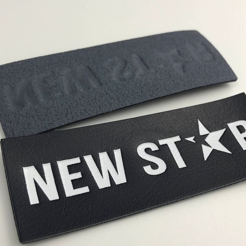 Custom embossed logo black leather label embossed logo black Etsy