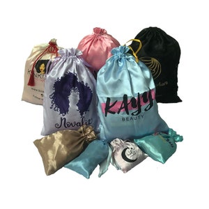 100pcs satin drawstring bags custom dust bags Jewelry package pouch personalized your logo printed wholesale product package gift bag