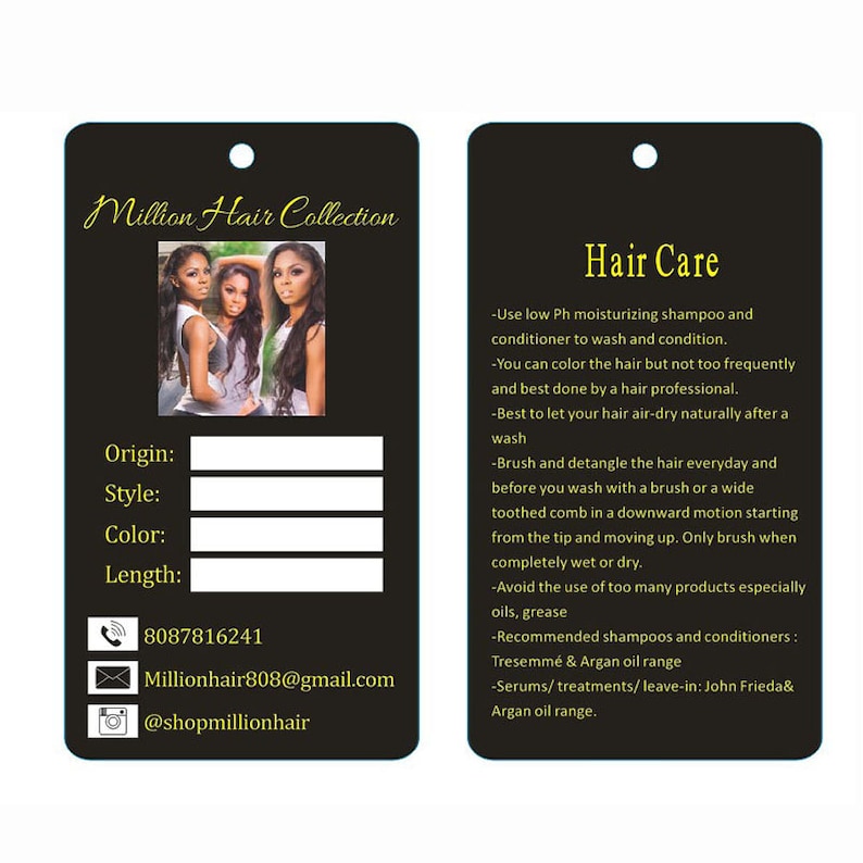 100pcs Custom Paper Hair Extensions Hang Tags Cardstock Hair Etsy