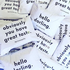 25 bolsas de polietileno blancas mate personalizadas al por mayor, embalaje personalizado a todo color, bolsa de plástico con logotipo, resistente al desgarro y al agua
