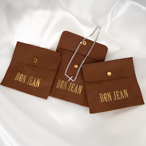 Op maat gemaakte sieradenpakket buideltasje met insteekkaart gepersonaliseerd logo bedrukt kleine oorbellen ketting verpakkingszakjes met knop cadeauzakjes