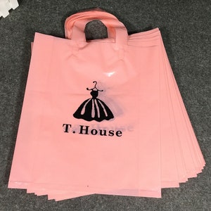 50-1000Pcs Custom Shopping Bags with Logo for Boutique Custom Plastic Bags with Logo Custom Merchandise Bags with Logo for Business