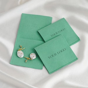50 personalized deboss logo print microfiber jewelry pouch bags custom jewelry packaging pouch ring Brooch bags bulk