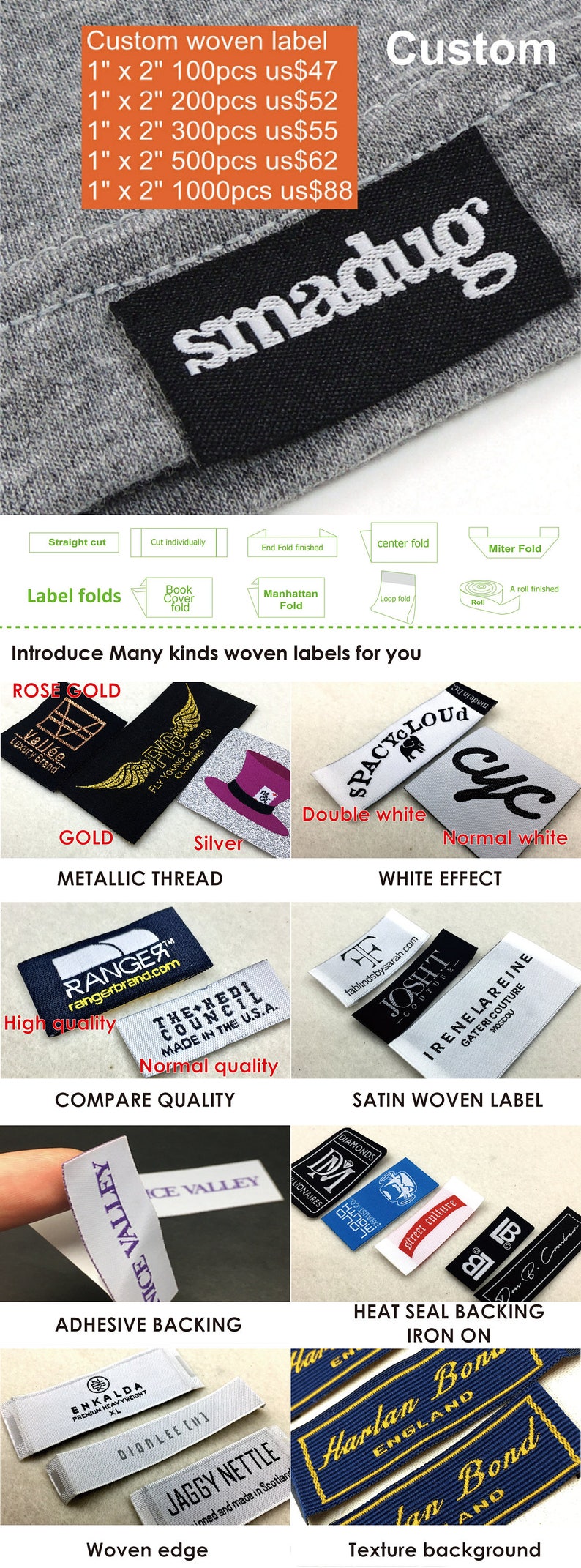 Woven Labels Custom Woven Labels Custom Sew on Labels for Etsy