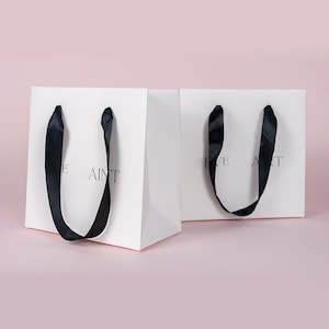100PCS Custom Boutique Paper Bags, Shopping Bag with Handles, Clothes Merchandise Boutique Retail Bags, Party Bag, Handle Bags, Wedding Bag