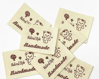 500 etiquetas personalizadas de algodão natural, etiquetas de costura, etiquetas impressas de algodão, etiquetas personalizadas, etiquetas personalizadas, etiquetas de crochê, etiquetas de costura, etiquetas dobradas