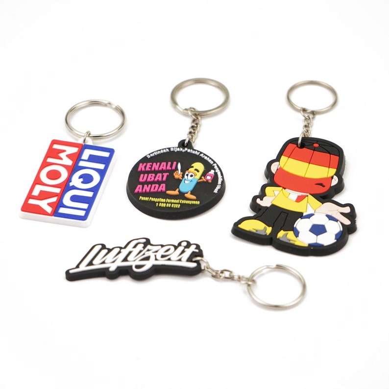 100pcs Custom rubber Keychains Soft cartoon PVC Plastic Etsy