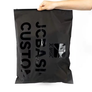100 borse per magliette con cerniera personalizzate con LOGO UV con stampa UV del logo, in plastica riciclabile, con marchio di prima qualità, con cerniera nera satinata, per indumenti