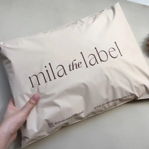 Bolsas de correo biodegradables de polietileno de color beige crema personalizadas, 50-500 unidades, bolsas de envío personalizadas con logotipo de un color, bolsas de envío mate personalizadas