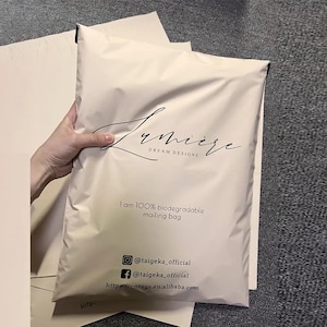 100-1000Pcs Beige Custom Poly Mailers Adhesive Self Sealing Shipping Bags Extremely Light Weight with One Color Logo Custom Postage Bag