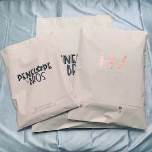 Bolsas de correo de polietileno de color beige crema personalizadas, 50-500 unidades, bolsas de envío personalizadas con logotipo de un color, bolsas de envío mate personalizadas