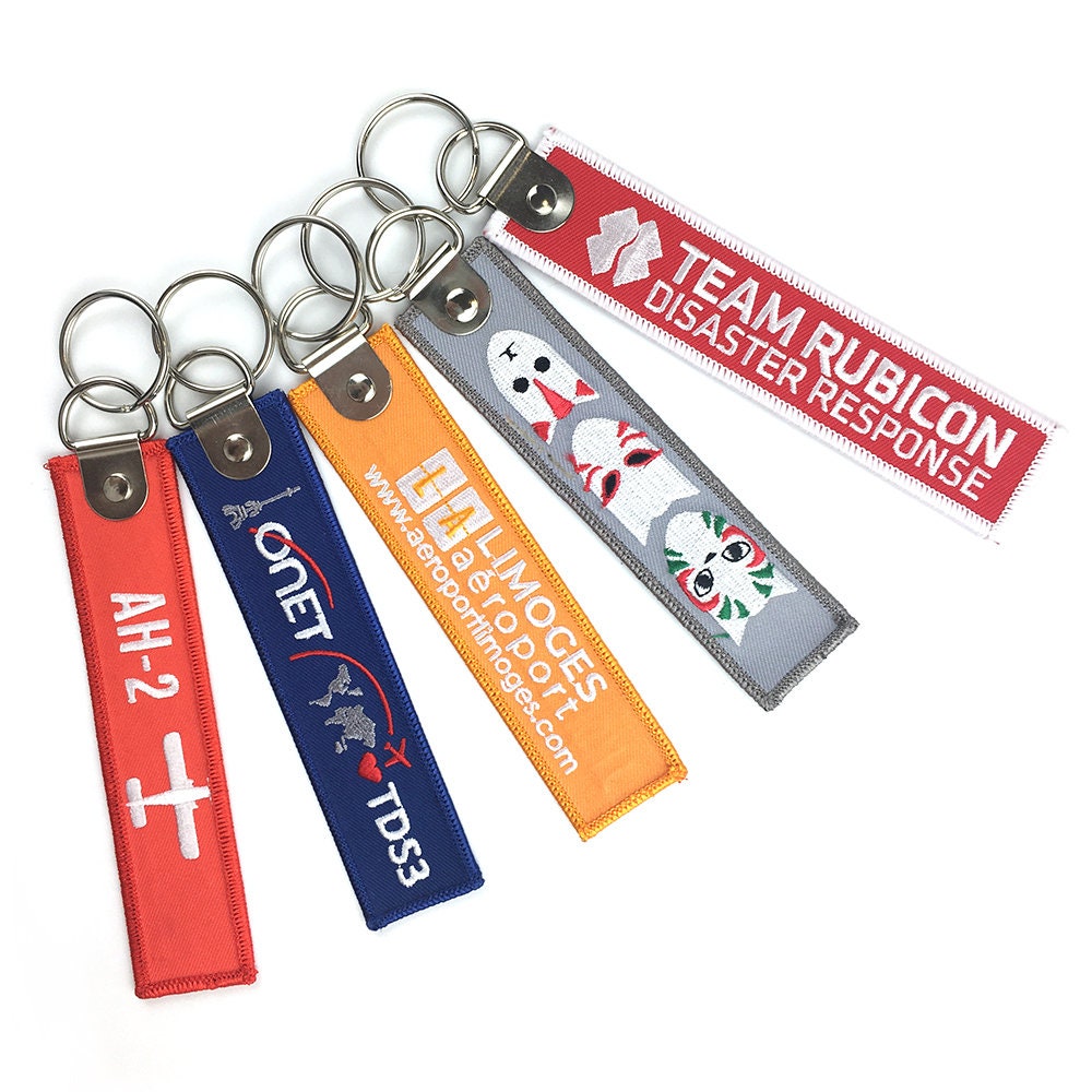 Custom Text Jet Tag, Flight Tag Keychain, Personalized Embroidered Flight Tag, Custom Embroidered Keychain