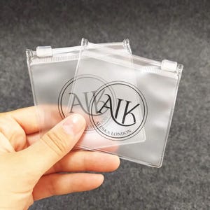 100  2.35x3in/6x8cm custom matte Frosted Jewelry zipper Bag，customized high-quality jewelry packaging, custom jewelry bag with you logo