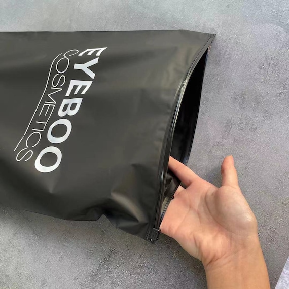 Bolsas negras con cremallera con logotipo bolsas de ropa personalizadas para camiseta. Embalaje con capucha con logotipo impreso bolsas de paquete personalizado bolsa Ziplock sobres Etsy Espana