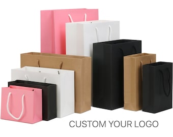 Customizable Paper Gift Bags: Modern Fashion Tote, Multiple Colors