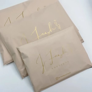 Bolsas de correo biodegradables de polietileno de color beige crema personalizadas, 50-500 unidades, bolsas de envío personalizadas con logotipo de un color, bolsas de envío mate personalizadas
