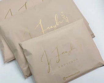 50-500 Custom cream beige biodegradable Poly Mailers Bag, Custom Shipping Bag With One Color Logo, Custom Matte Postage Bag