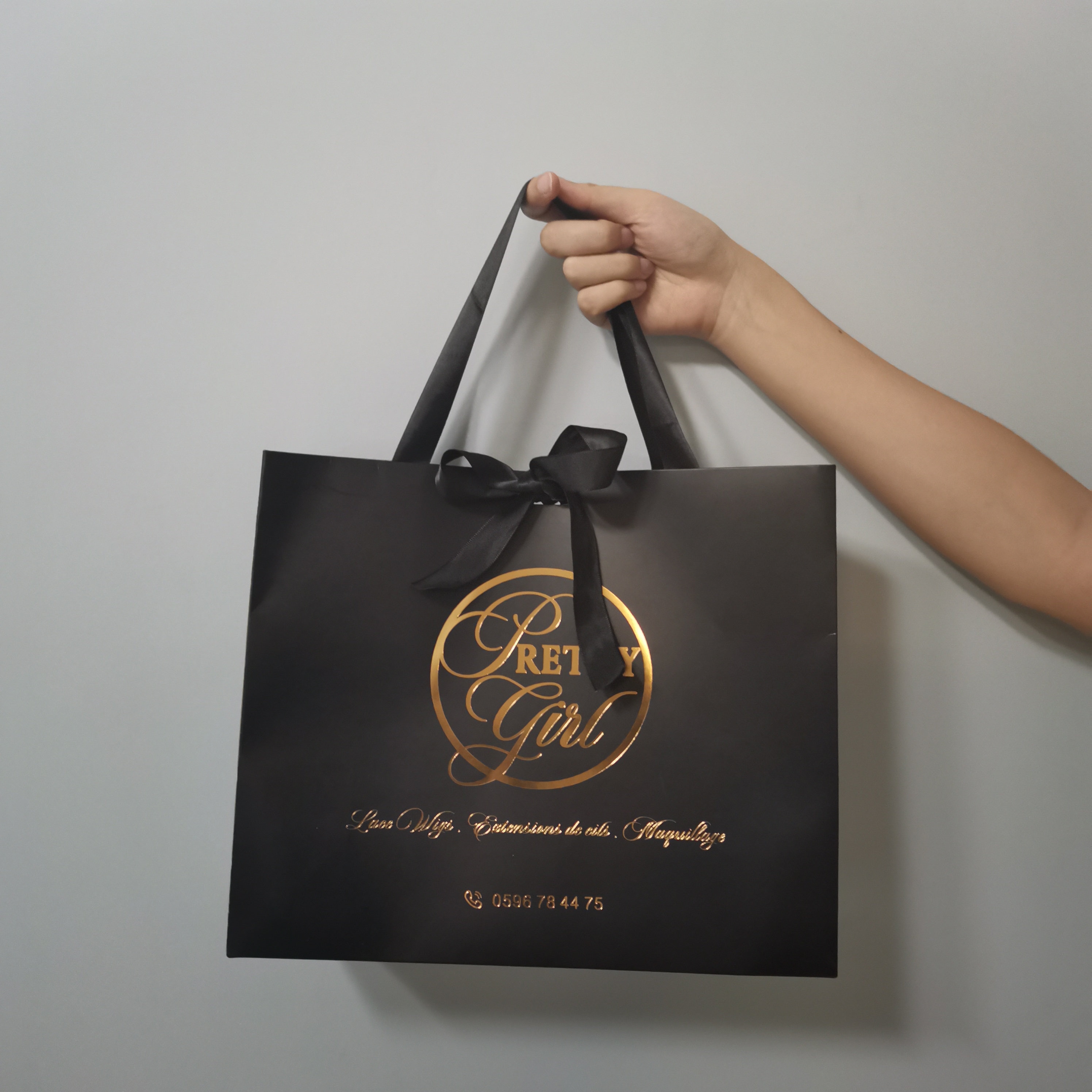 100pcs Custom Logo Boutique Paper Bags Shopping Bags With 