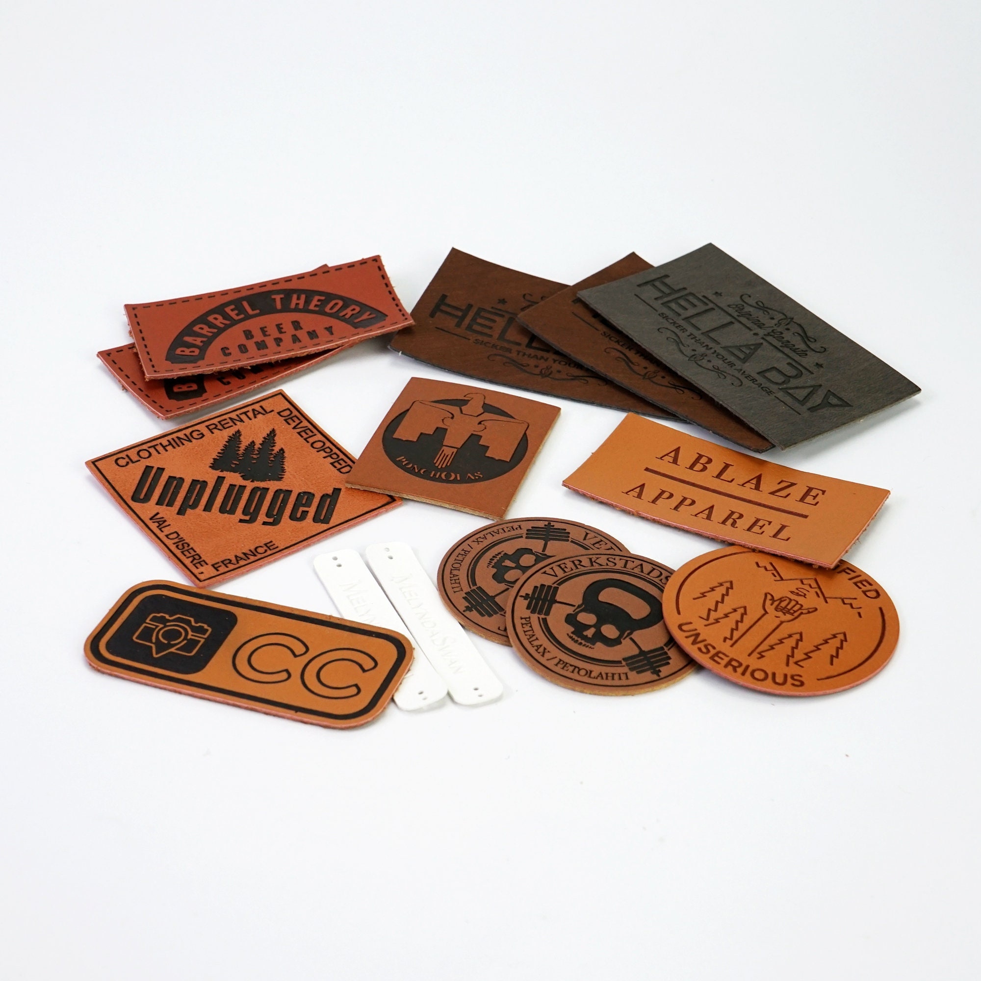 Custom leather patch logo denim leather label embossed | Etsy