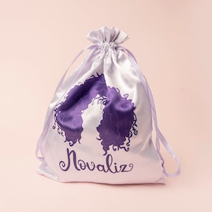 Custom Satin Hair bag Bulk, Custom Logo Wig Packaging Drawstring Silk Bag Wholesale