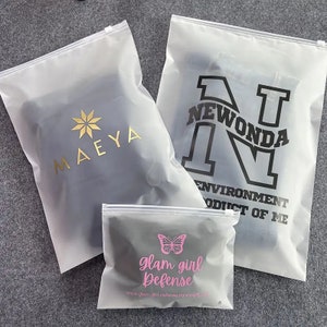 100-500個カスタムフロスト透明ジッパーバッグ高品質プラスチックバッグ衣類ジッパーバッグポリメーラー用