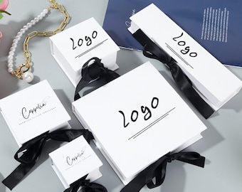 Jewelry Box Custom Embossed Logo, Personalized Carton Small Packaging Boxes and Bags Packaging