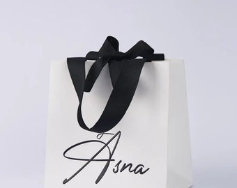 100Pcs Custom Logo Boutique Paper Bags Shopping Bags with Handle Clothes Merchandise Bag Boutique Retail Bag Party Gift Bag Wedding Bag