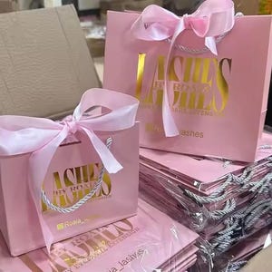 Bags with satin ribbon & your Logo, Personalized gift Bag with satin ribbon handles for your business, presentation, event, party