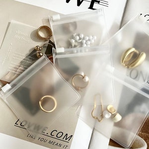 100 buste per gioielli personalizzate, buste trasparenti in PVC con cerniera, confezioni personalizzate per gioielli di alta qualità, buste per gioielli personalizzate con il tuo logo