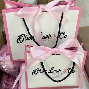 100 pcs persoanlized paper bags ribbon tote style custom jewelry packaging bags with logo custom logo eco paper bags custom gift bags