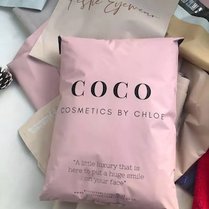 Bolsas de correo biodegradables de polietileno de color beige crema personalizadas, 50-500 unidades, bolsas de envío personalizadas con logotipo de un color, bolsas de envío mate personalizadas