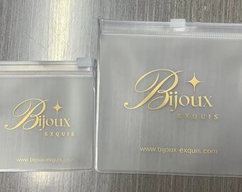 Bolsa con cremallera para embalaje de pendientes y collares con logotipo personalizado, transparente de PVC para joyas y cosméticos.