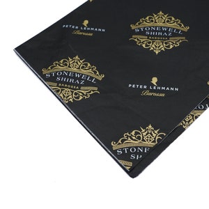 15'' x 20'' Stampa logo personalizzato CARTA TISSUE NERA, confezione regalo, carta da regalo, confezione per la vendita al dettaglio, carta da regalo per abbigliamento