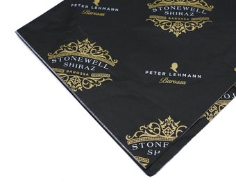 15'' x 20'' Custom Logo Print BLACK TISSUE PAPER, gift wrapping, wrapping paper, retail packaging, clothing Wrapping Paper