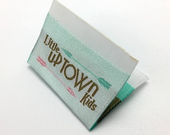 100pcs Custom woven label, fabric clothing labels design, center fold woven labels for clothing, clothing label printed, woven label sew on