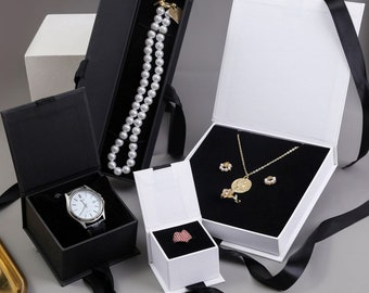 50pcs White Paper box custom jewelry box personalized logo packaging box necklace earrings package bulk drawer cardboard box